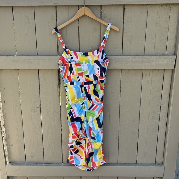 NWT Rubber Ducky Productions Geometric Print Bodycon Dress Wedding Guest Party S - Picture 6 of 7